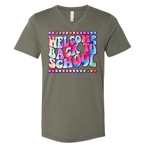 Retro 1960s Tie Dye Welcome Back To School V-Neck T-Shirt