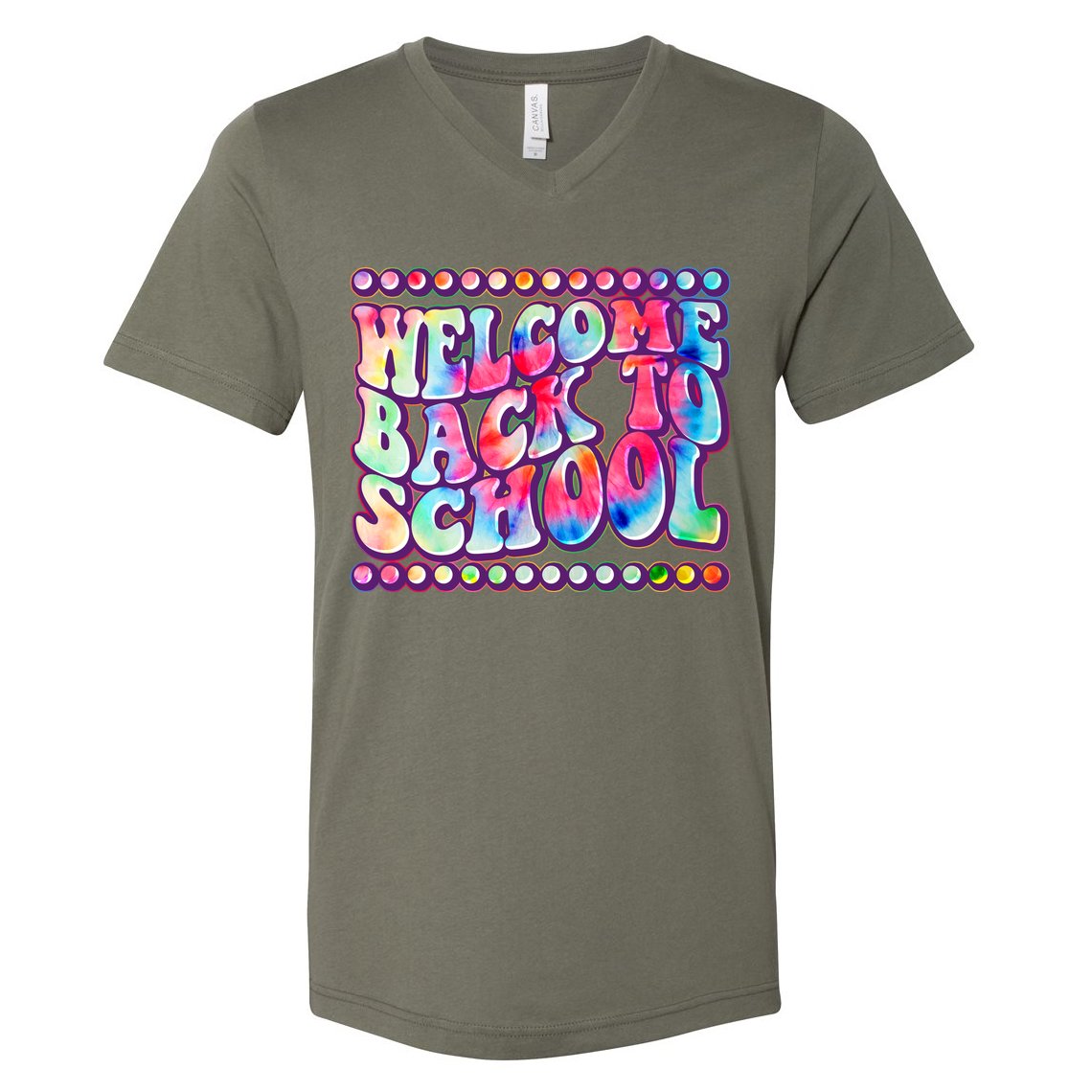 Retro 1960s Tie Dye Welcome Back To School V-Neck T-Shirt