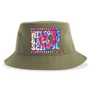 Retro 1960s Tie Dye Welcome Back To School Sustainable Bucket Hat