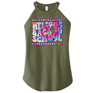 Retro 1960s Tie Dye Welcome Back To School Women's Perfect Tri Rocker Tank