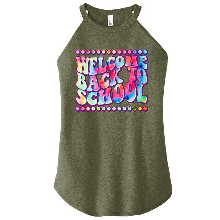 Retro 1960s Tie Dye Welcome Back To School Women's Perfect Tri Rocker Tank