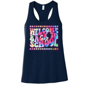 Retro 1960s Tie Dye Welcome Back To School Women's Racerback Tank