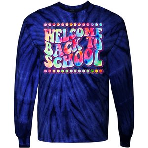 Retro 1960s Tie Dye Welcome Back To School Tie-Dye Long Sleeve Shirt