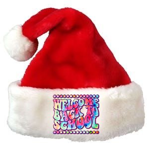 Retro 1960s Tie Dye Welcome Back To School Premium Christmas Santa Hat