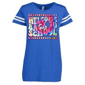 Retro 1960s Tie Dye Welcome Back To School Enza Ladies Jersey Football T-Shirt