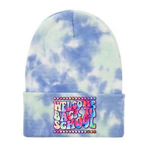 Retro 1960s Tie Dye Welcome Back To School Tie Dye 12in Knit Beanie