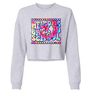 Retro 1960s Tie Dye Welcome Back To School Cropped Pullover Crew