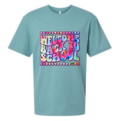 Retro 1960s Tie Dye Welcome Back To School Sueded Cloud Jersey T-Shirt