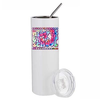 Retro 1960s Tie Dye Welcome Back To School Stainless Steel Tumbler