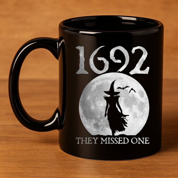 Retro 1692 They Missed One Witch Salem 1692 Halloween Witch 11oz C Handle Ceramic Mug