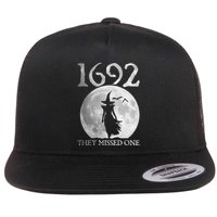 Retro 1692 They Missed One Witch Salem 1692 Halloween Witch Flat Bill Trucker Hat
