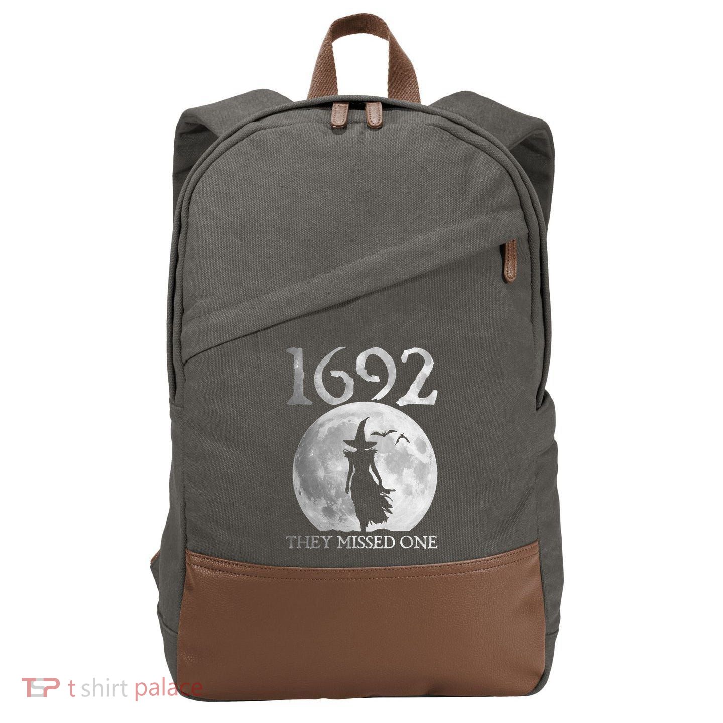 Retro 1692 They Missed One Witch Salem 1692 Halloween Witch Cotton Canvas Backpack