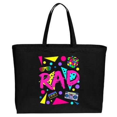 Rad 1980s Vintage Eighties Costume Party Cotton Canvas Jumbo Tote