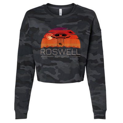 Roswell 1947 Vintage Alien UFO New Mexico Cropped Pullover Crew