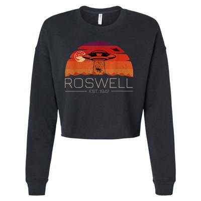 Roswell 1947 Vintage Alien UFO New Mexico Cropped Pullover Crew