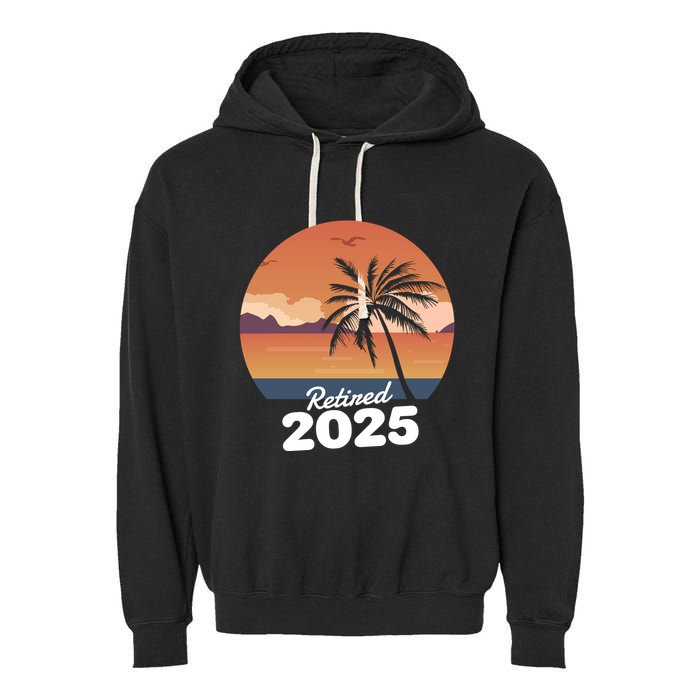Retired 2025 Beach Palm Tree Summer Vibes Garment-Dyed Fleece Hoodie