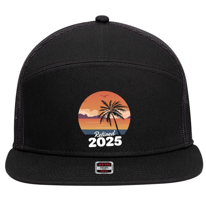 Retired 2025 Beach Palm Tree Summer Vibes 7 Panel Mesh Trucker Snapback Hat