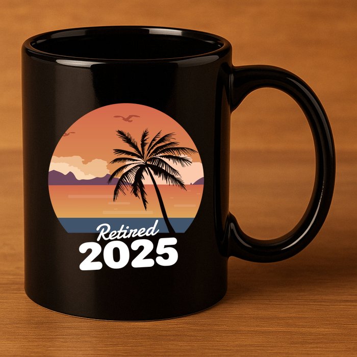 Retired 2025 Beach Palm Tree Summer Vibes 11oz C Handle Ceramic Mug