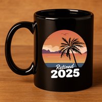 Retired 2025 Beach Palm Tree Summer Vibes 11oz C Handle Ceramic Mug