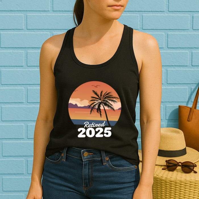 Retired 2025 Beach Palm Tree Summer Vibes Womens Tank Top