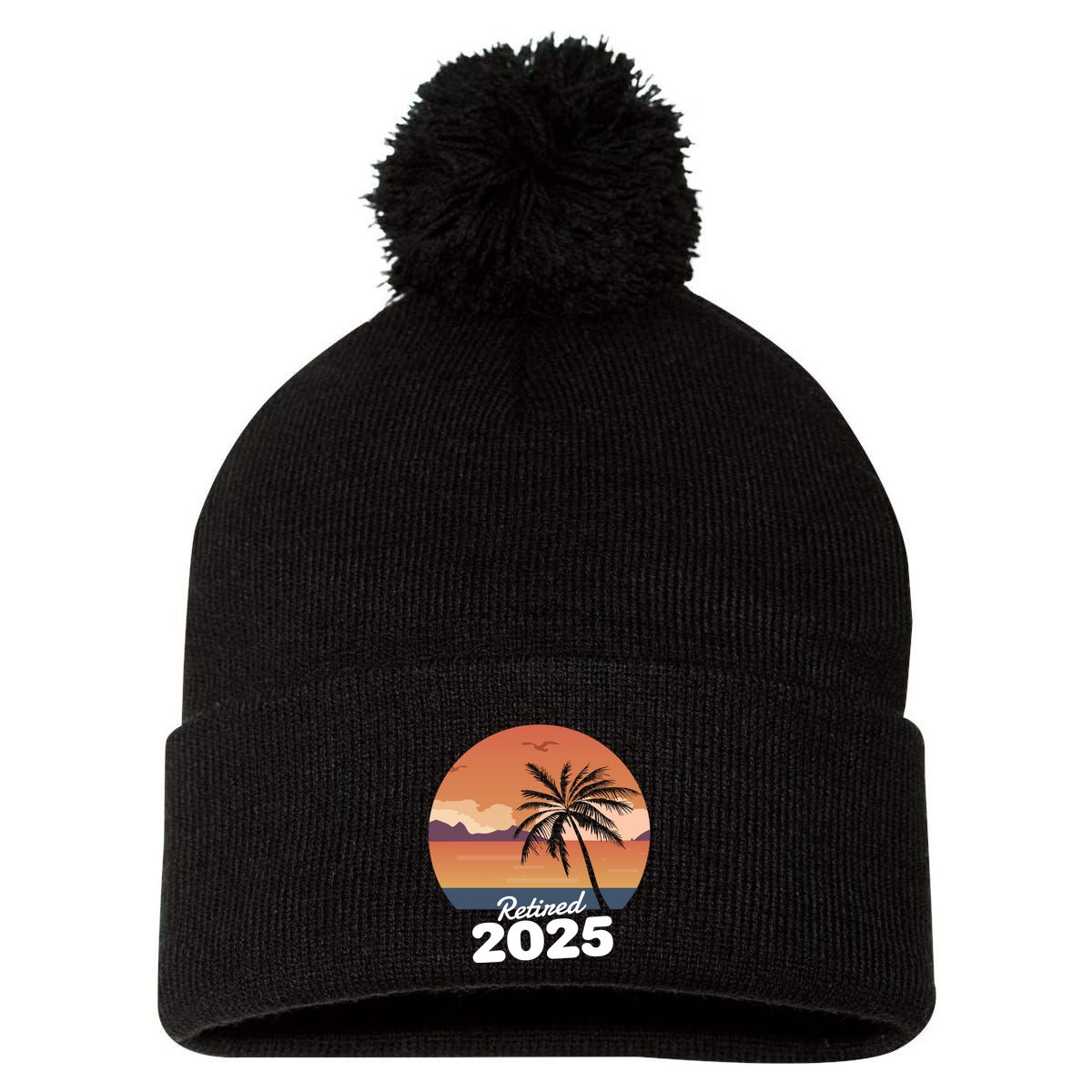 Retired 2025 Beach Palm Tree Summer Vibes Pom Pom 12in Knit Beanie