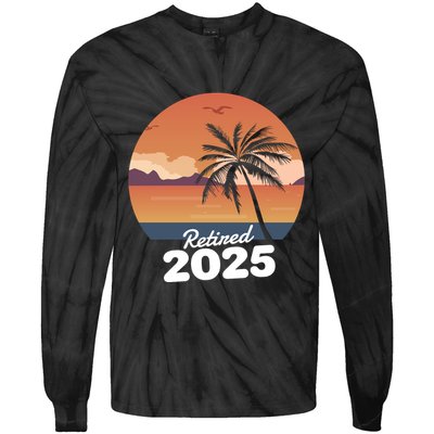 Retired 2025 Beach Palm Tree Summer Vibes Tie-Dye Long Sleeve Shirt