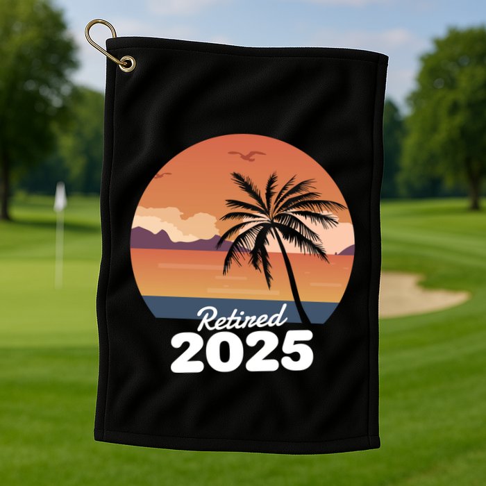 Retired 2025 Beach Palm Tree Summer Vibes Golf Towel
