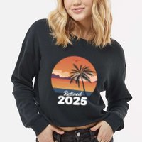 Retired 2025 Beach Palm Tree Summer Vibes Cropped Pullover Crew