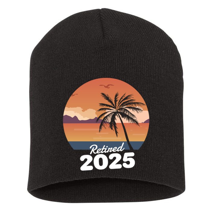 Retired 2025 Beach Palm Tree Summer Vibes Short Acrylic Beanie