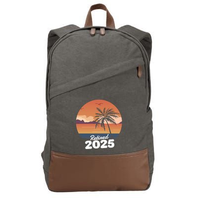 Retired 2025 Beach Palm Tree Summer Vibes Cotton Canvas Backpack