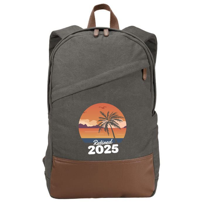 Retired 2025 Beach Palm Tree Summer Vibes Cotton Canvas Backpack