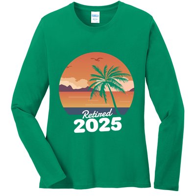 Retired 2025 Beach Palm Tree Summer Vibes Ladies Long Sleeve Shirt