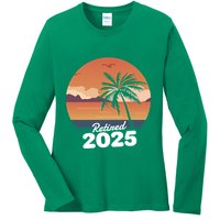 Retired 2025 Beach Palm Tree Summer Vibes Ladies Long Sleeve Shirt
