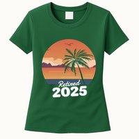 Retired 2025 Beach Palm Tree Summer Vibes Womens T-Shirt