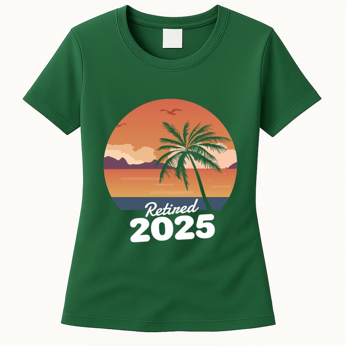 Retired 2025 Beach Palm Tree Summer Vibes Womens T-Shirt