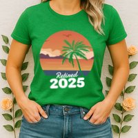 Retired 2025 Beach Palm Tree Summer Vibes Womens T-Shirt