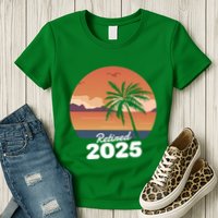 Retired 2025 Beach Palm Tree Summer Vibes Womens T-Shirt
