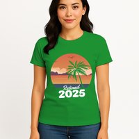 Retired 2025 Beach Palm Tree Summer Vibes Womens T-Shirt
