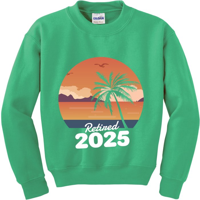 Retired 2025 Beach Palm Tree Summer Vibes Kids Sweatshirt