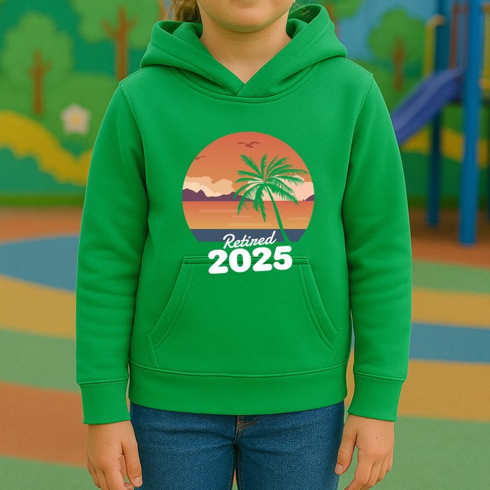 Retired 2025 Beach Palm Tree Summer Vibes Kids Hoodie