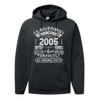 Retro 2005 Birthday 19th Bday Vintage 19 Year Old Performance Fleece Hoodie