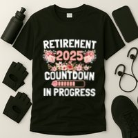 Retirement 2025 Countdown In Progress Funny Flower T-Shirt