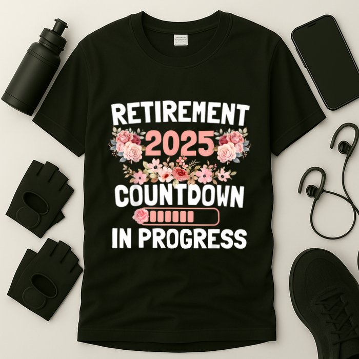 Retirement 2025 Countdown In Progress Funny Flower T-Shirt