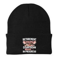 Retirement 2025 Countdown In Progress Funny Flower Knit Cap Winter Beanie