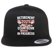 Retirement 2025 Countdown In Progress Funny Flower Flat Bill Trucker Hat