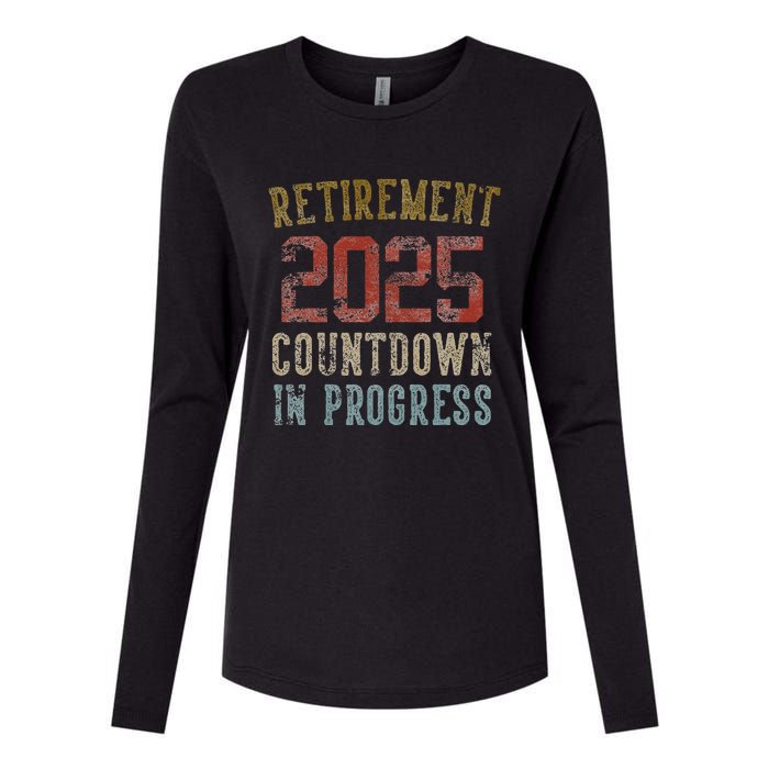 Retirement 2025 Countdown In Progress Retired 2025 Gift Womens Cotton Relaxed Long Sleeve T-Shirt