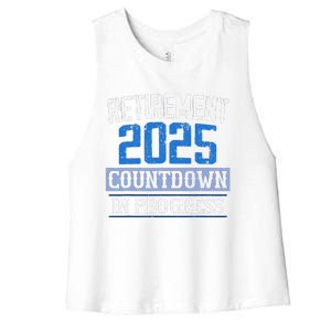 Retirement 2025 Countdown In Progress Retired 2025 Women's Racerback Cropped Tank