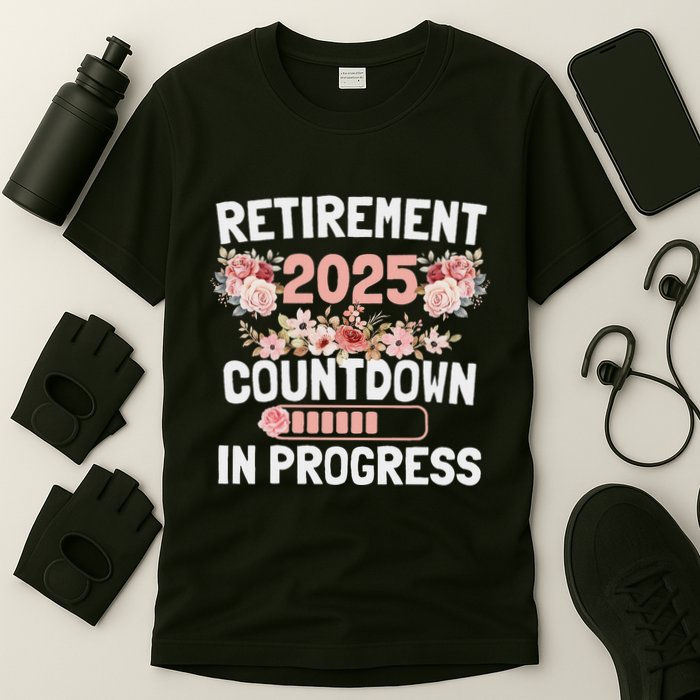 Retirement 2025 Countdown In Progress Funny Flower T-Shirt