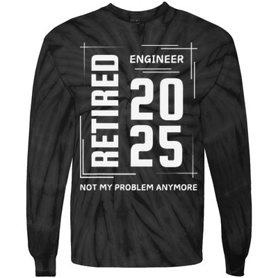 Retired 2025 Engineer Retirement Forhumor Tie-Dye Long Sleeve Shirt