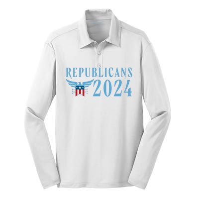 Republicans 2024 Election Logo Silk Touch Performance Long Sleeve Polo